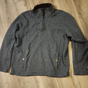 Mens Lands' End Gray and Brown Quarter-Zip Pullover - XL